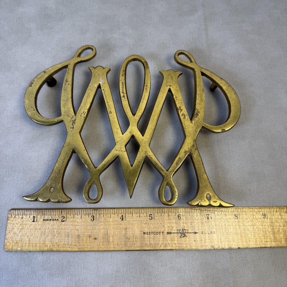 Vintage Williamsburg College Of William & Mary Brass Cypher Trivet 7in Decor